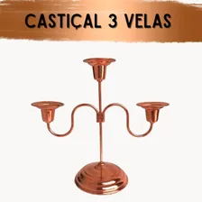 Castiçal Em Cobre 3 Velas Candelabro Foto mini 2