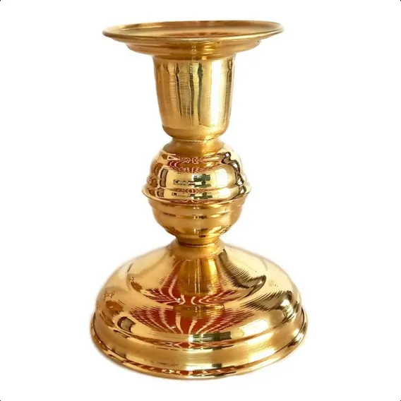 Castiçal Em Latão 9cm Altura Cor Bronze Foto 1