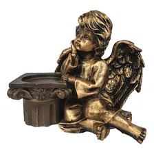 Castical Porta Vela Anjo Dourado Em Resina + Vela Foto mini 2