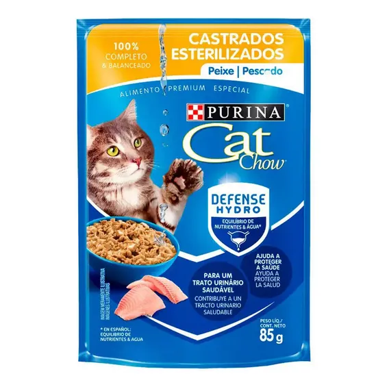Cat Chow Sachê Gato Adulto Castrado Peixe 85gr Foto 1