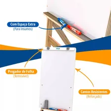 Cavalete Flip Chart Fit Madeira Mdf Com Quadro Branco Para Pintura Arte 90x54cm Foto mini 4