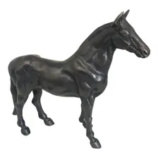 Cavalo Bronze Oxidado Escultura Estatueta Sangue Garanhão Cor Preto Foto mini 2
