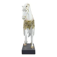 Cavalo Decorativo Cavalo Branco 30cm Estatua Resina Lindo Cor Dourado Foto mini 3
