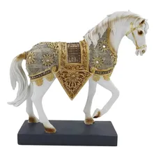 Cavalo Decorativo Cavalo Branco 30cm Estatua Resina Lindo Cor Dourado Foto mini 1