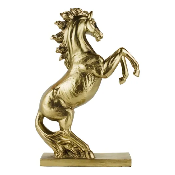 Cavalo Dourado Estátua Resina / Cavalo Estatueta Decoração Foto 1