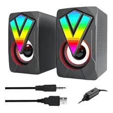 Caxinha Multimidia Sterio 6w Rms Luzes Rgb Cor Preto Foto  mini 1