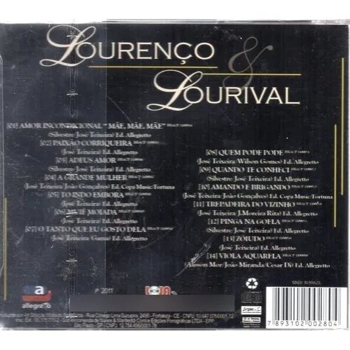 Cd Lourenco E Lourival - Amor Incondicional ( Mae) Orig Novo Foto 1