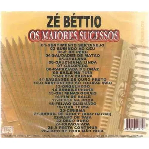 Cd ZĂ© Bettio - Os Maiores Sucessos - Novo Lacrado Foto 1