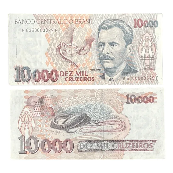 Cédula Brasileira De 10.000 Cruzeiros C224 - Sob Foto 1