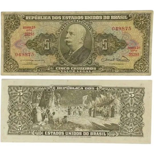 Cédula Brasileira De 5 Cruzeiros Tdlr C072 - Mbc Foto 1