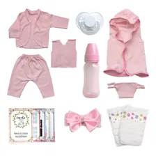 Cegonha Reborn Bonecas Reborn Bonecas Reborn com Conjunto Rosa e Acess贸rios Foto mini 2