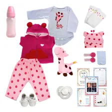 Cegonha Reborn Dolls Jiraffe Boneca Reborn Menina com 15 itens Foto mini 3