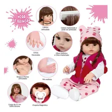 Cegonha Reborn Dolls Jiraffe Boneca Reborn Menina com 15 itens Foto mini 4