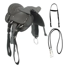 Cela De Cabeça Couro Kit Econômico Passeio Cavalgadas Cor Preto Foto mini 1