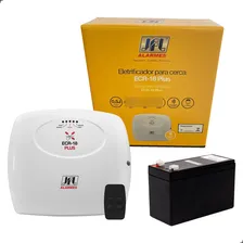 Central Cerca Elétrica Ecr-18 Plus + Bateria 12v + Controle Cor Branco Foto  mini 1