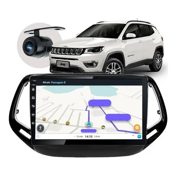 Central Multimidia 10'' Jeep Compass 2017 Acima Android Gps Foto 1
