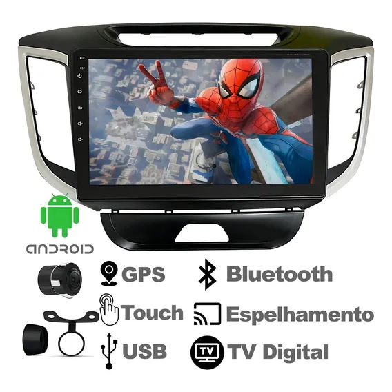 Central Multimídia 10 Pol Creta 17 18 19 Gps Android Usb Bt Foto 1