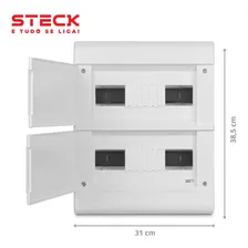 Centrinho De Distribuição Sobrepor Steck Para 24 Disjuntores Branco SCV24PO Porta Opaca Quadro de Luz Foto mini 3