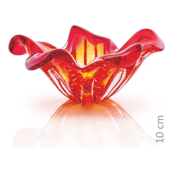 Centro De Mesa Em Cristal Murano Vermelho - São Marcos 26cm Foto 1