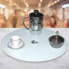 Centro De Mesa Girat贸rio Vidro Temperado 8mm Branco 60cm Foto mini 3
