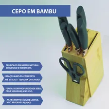 Cepo Universal Em Bambu Suporte Para Guardar Facas Tesouras Foto mini  2