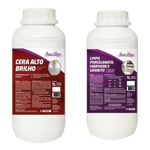 Cera Alto Brilho Inovelimp 1 Litro +1 Lt Limpa Porcelanato Foto 1