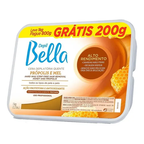 Cera Depil Bella Em Barra 1kg Própolis E Mel - 1 Unid Foto 1