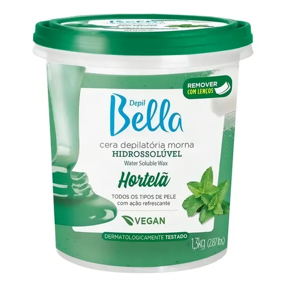 Cera Depilatória Hidrossolúvel Hortelã Depil Bella 1300kg Foto 1