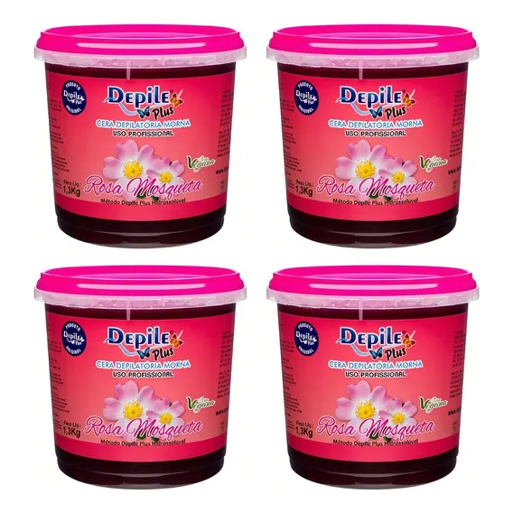 Cera Depilat贸ria Rosa Mosqueta Depile Plus Profis. 1,3kg 4un Foto 1