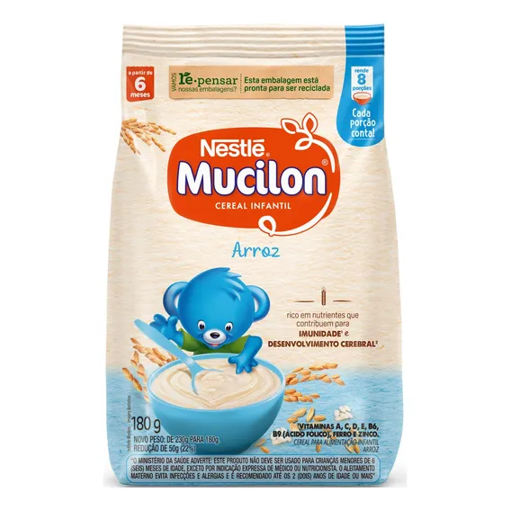 Cereais infantil Nestlé Mucilon arroz em pacote 180g Foto 1