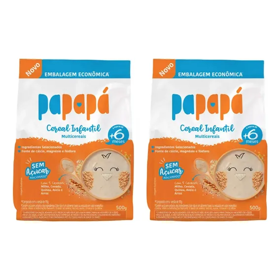 Cereal Papapa Infantil Multicereais Sache 500g Kit 2 Un Foto 1