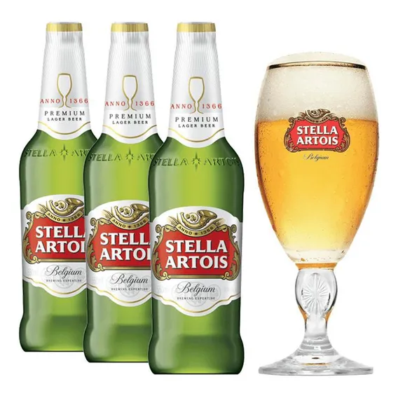 Cerveja Stella Artois 330ml 3 Unidades + Taça Stella Artois Foto 1