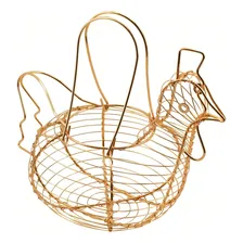 Cesta Bronze Galinha Porta Ovos 22.5x26x32cm Foto mini 3