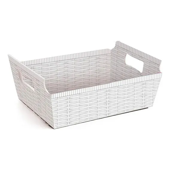 Cesta De Cartão Vime Branco Tamanho P Cromus Foto 1