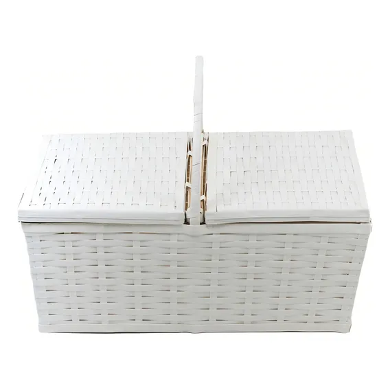 Cesta Piquenique De Fibra Sintética 47x31x19 Branca Foto 1