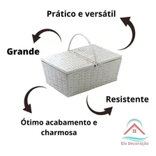 Cesta Piquenique De Fibra Sintética 47x31x19 Branca Foto mini 3