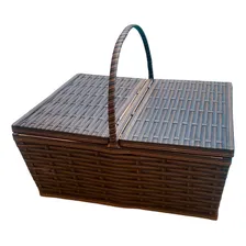 Cesta Piquenique De Fibra Sintética 47x31x19 Marrom Argila Foto mini 1