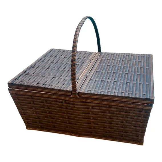 Cesta Piquenique De Fibra Sintética 47x31x19 Marrom Argila Foto 1