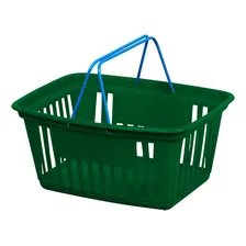 Cesta Plástica Verde 21,4 Litros Com Alça Metal 8200 Plasnew Foto mini 1