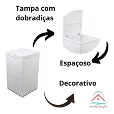 Cesto De Roupa Fibra Sintética Vertical 40x40x70 Branco Foto mini 3