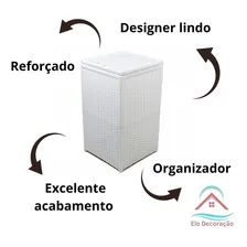 Cesto De Roupa Fibra Sintética Vertical 40x40x70 Branco Foto mini 2
