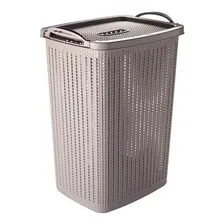 Cesto De Roupa Telado Trama 38l PlasĂștil Cor Cinza Foto mini 1