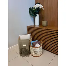 Cesto Decorativo Mart Cesto Em Rattan 28x23cm Foto mini 3