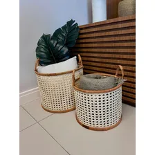 Cesto Decorativo Mart Cesto Em Rattan 28x23cm Foto mini 2