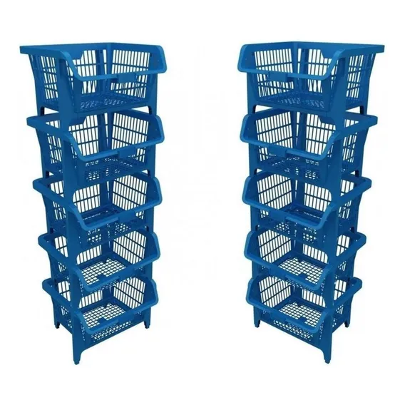 Cesto Expositor Prático De Plástico Azul Kit 10 Peças Presto Foto 1