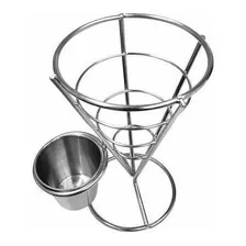 Cesto Inox Para Servir Batata Frita Fritura Frango Com Molho Foto  mini 1