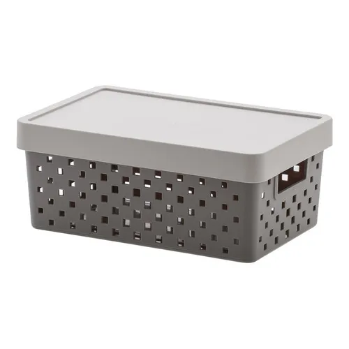Cesto Paramount Quadratta Com Tampa 29 X 19 X 12cm Cinza Foto 1