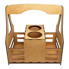 Cesto Porta Garrafa P/ Presente 24,5x18x25,5 Mdf Madeira Cor Cru Foto mini  2