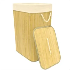 Cesto Roupa Suja Multiuso Bambu Retangular Banheiro Lavander Foto mini 3