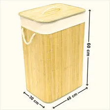 Cesto Roupa Suja Multiuso Bambu Retangular Banheiro Lavander Foto mini 2